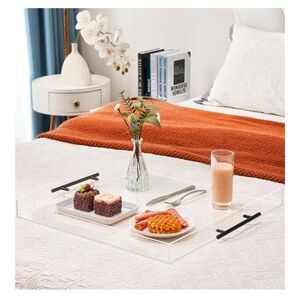 Elegant Clear Acrylic Serving Tray with Black Handles